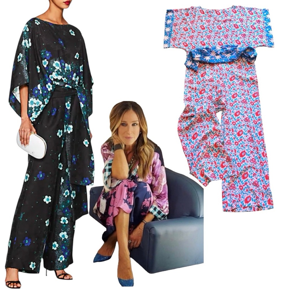 Warm NY | Silk Floral Jumpsuit with Kimono Wrap